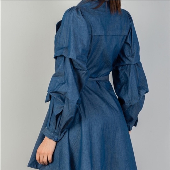 Kara Ocean Blue Tiered Self Tie Dress - Picture 2 of 7